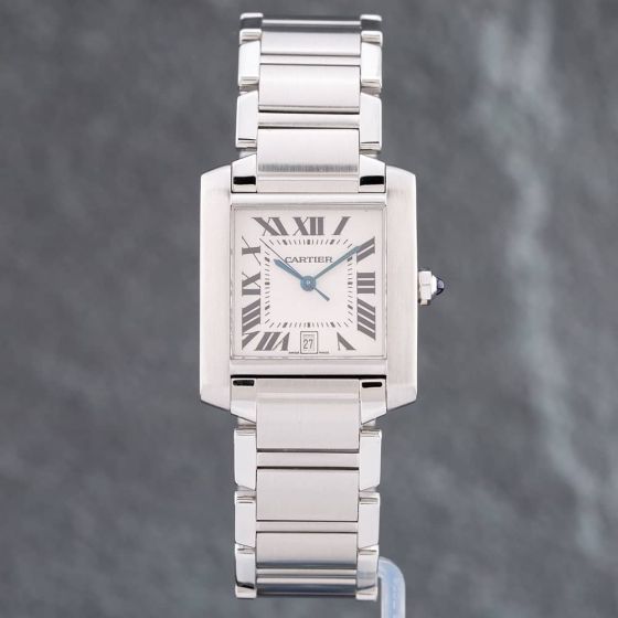 Second Hand Cartier Ladies Tank Francaise Silver Bracelet Watch 4408013