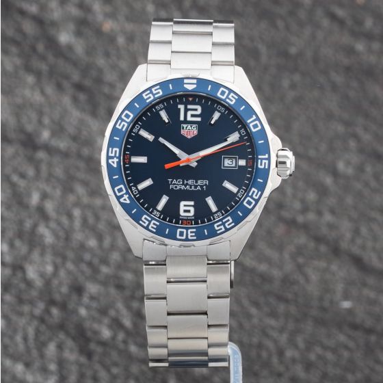 Second Hand TAG Heuer Mens Formula 1 Blue Dial Silver Bracelet Watch WAZ1010