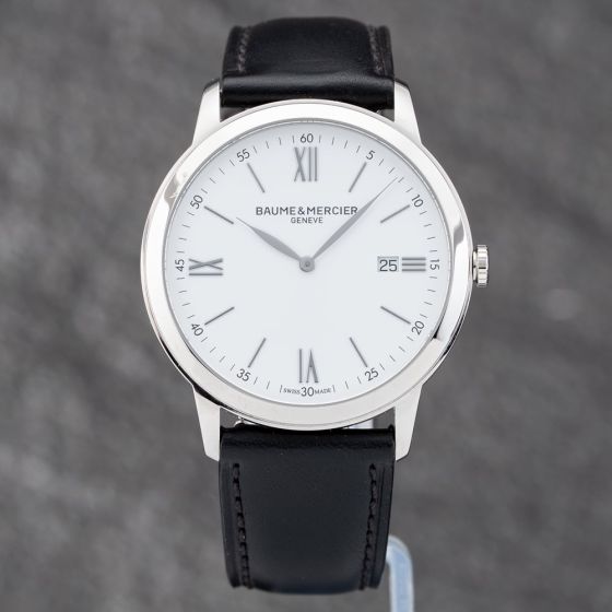 Second Hand Baume & Mercier Mens Classima Black Leather Strap Watch 10526