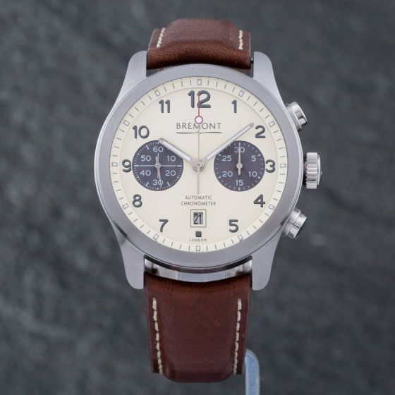 Second Hand Bremont Mens Alt1-C Cream Dial Leather Strap Watch ALT1-C/WH-BK