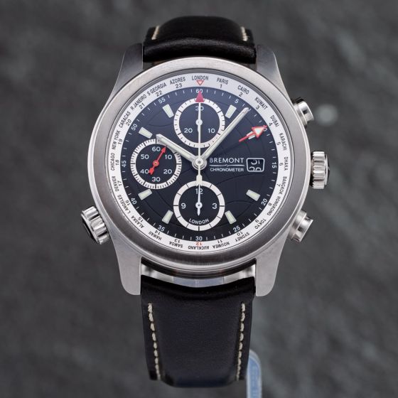 Second Hand Bremont Mens Alti-Wt/Bk Black Leather Strap Watch ALTI-WT/BK