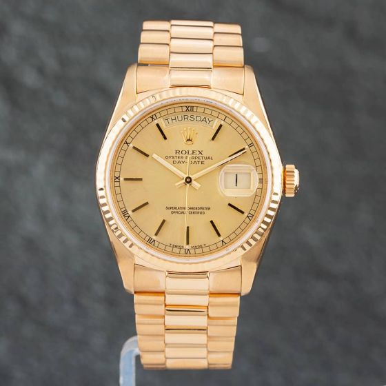 Second Hand Rolex Day Date Watch 18038