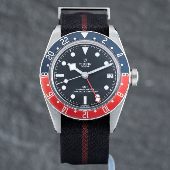 Second Hand Tudor Mens Black Bay GMT Black Fabric Strap Watch 7983ORB