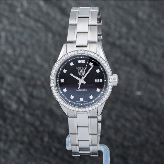 Second Hand TAG Heuer Ladies Carrera Black Dial Bracelet Watch WV2412.BA0793
