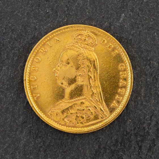 Second Hand 22ct Yellow Gold 1892 Half Sovereign Sheild Back Coin 47011045