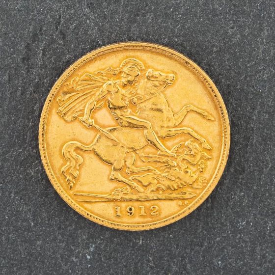 Second Hand Yellow Gold King George 1912 Half Sovereign Coin 47011053