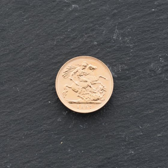 Second Hand 22ct Yellow Gold 1897 Queen Victoria Half Sovereign Coin 47011155