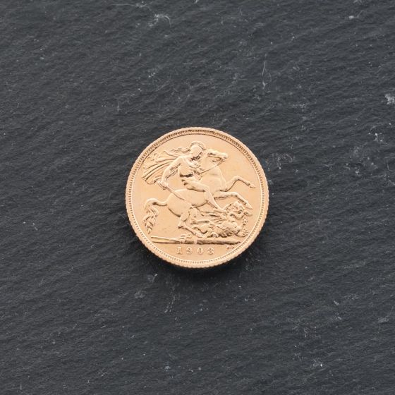 Second Hand 22ct Yellow Gold 1908 Edward VII Half Sovereign Coin 47011158