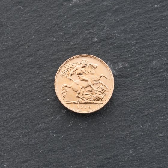 Second Hand 22ct Yellow Gold 1912 George V Half Sovereign Coin 47011159
