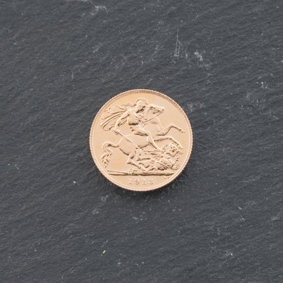 Second Hand 22ct Yellow Gold 1913 George V Half Sovereign Coin 47011160