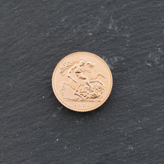 Second Hand 22ct Yellow Gold 1980 Queen Elizabeth II Half Sovereign Coin 47011162
