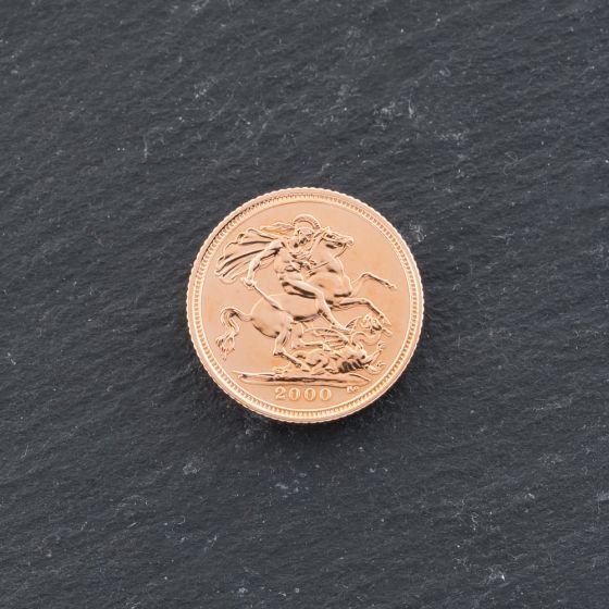 Second Hand 22ct Yellow Gold 2000 Queen Elizabeth II Half Sovereign Coin 47011164