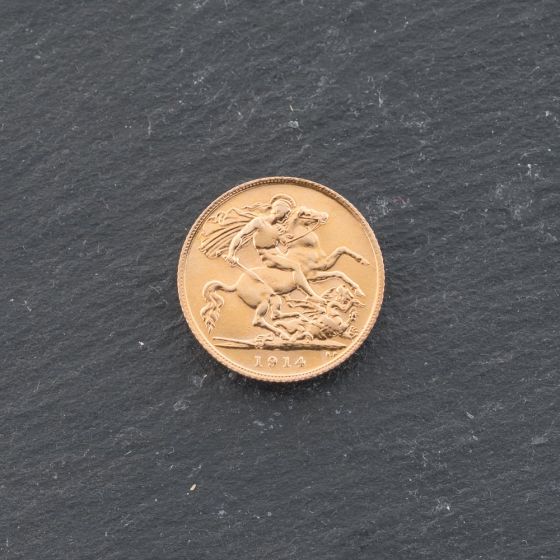 Second Hand 22ct Yellow Gold 1914 King George V Half Sovereign Coin 47011172