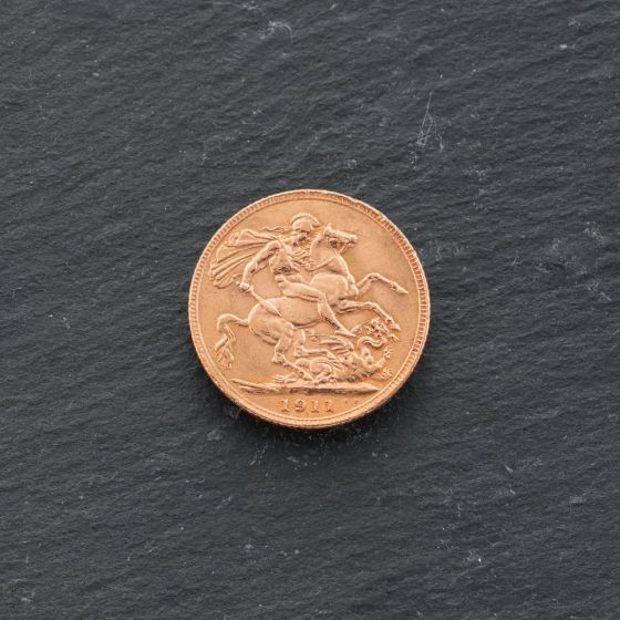 Second Hand 22ct Yellow Gold 1911 King George V Half Sovereign Coin 47011173