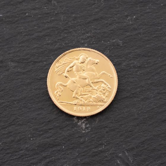 Second Hand 22ct Yellow Gold 1912 King George V Half Sovereign Coin 47011186