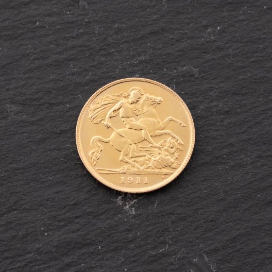 Second Hand 22ct Yellow Gold 1911 King George V Half Sovereign Coin 47011189