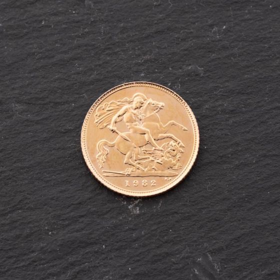 Second Hand 22ct Yellow Gold 1982 Queen Elizabeth II Half Sovereign Coin 47011191