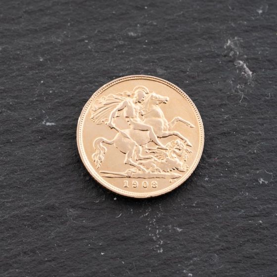 Second Hand 22ct Yellow Gold 1908 Edward VII Half Sovereign Coin 47011202