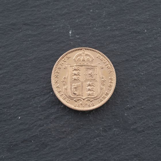 Second Hand 22ct Yellow Gold 1892 Queen Victoria Shield Back Half Sovereign Coin 47011229