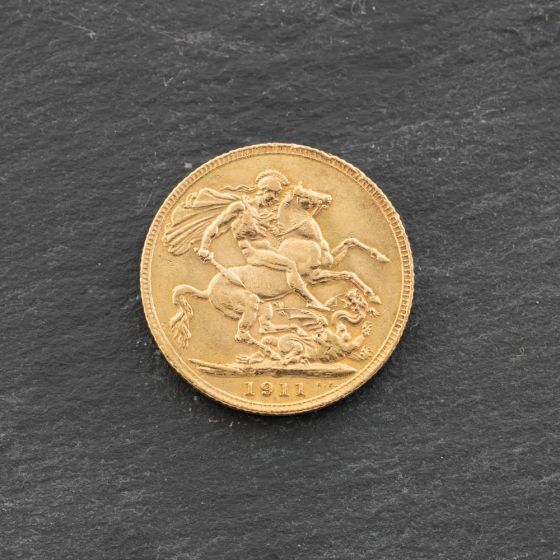 Second Hand 22ct Yellow Gold 1911 George V Full Sovereign Coin 47021189
