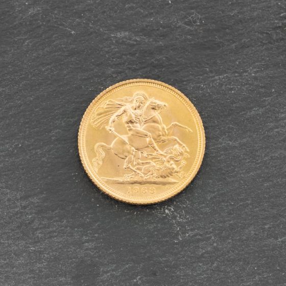Second Hand 22ct Yellow Gold 1963 Queen II Elizabeth Full Sovereign Coin 47021195