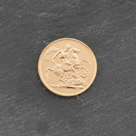 Second Hand 22ct Yellow Gold 2016 Queen Elizabeth II Full Sovereign Coin 47021197