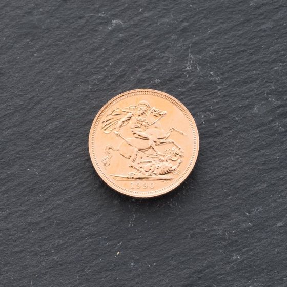 Second Hand 22ct Yellow Gold 1990 Queen Elizabeth II Full Sovereign Coin 47021239