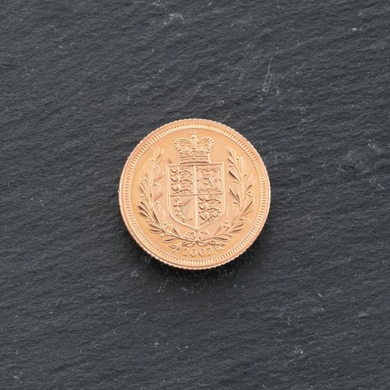 Second Hand 22ct Yellow Gold 2002 Queen Elizabeth II Shield Back Full Sovereign Coin 47021254