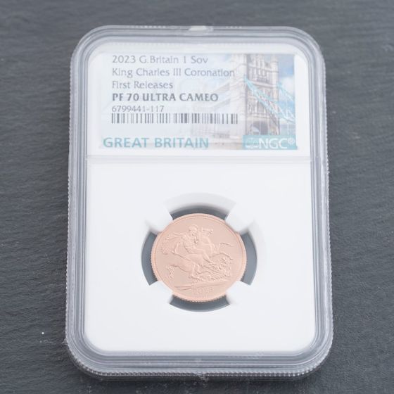 Second Hand 22ct Yellow Gold 2023 King Charles III Cased & Boxed Full Sovereign Coin 47021257