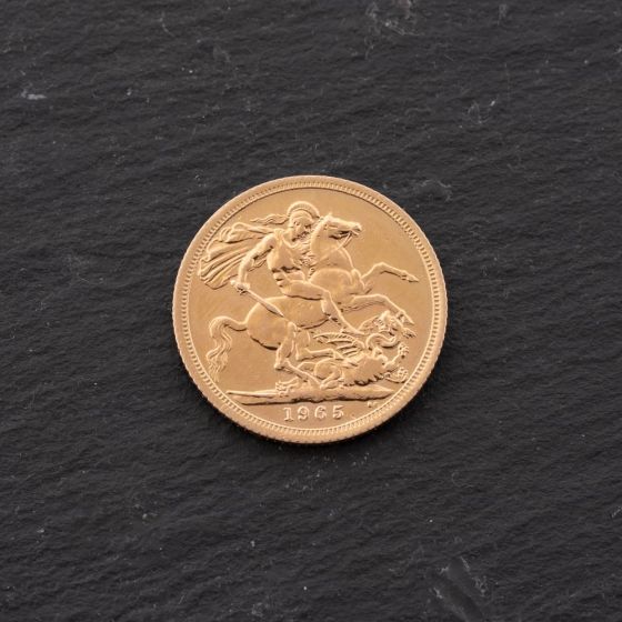 Second Hand 22ct Yellow Gold 1965 Queen Elizabeth II Full Sovereign Coin 47021264