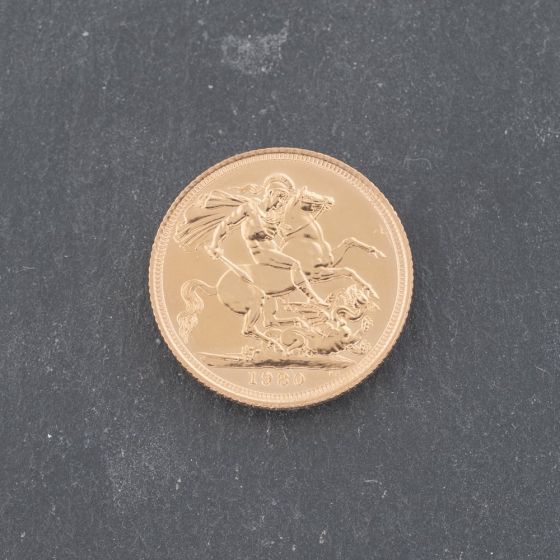 Second Hand 22ct Yellow Gold 1980 Queen Elizabeth Full Sovereign Coin 47021281