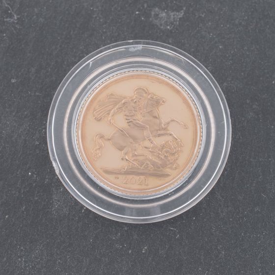 Second Hand 22ct Yellow Gold 2021 Queen Elizabeth Half Sovereign Boxed Coin 47021286
