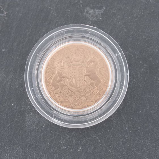 Second Hand 22ct Yellow Gold 2022 King Charles Full Shield Back Sovereign Boxed Coin 47021288