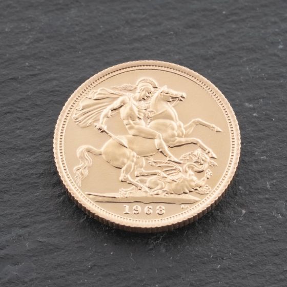 Second Hand 22ct Yellow Gold 1968 Queen Elizabeth Full Sovereign Coin 47021293