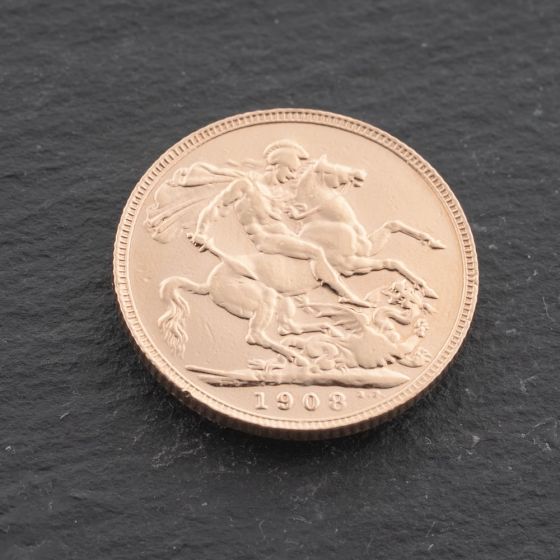Second Hand 22ct Yellow Gold 1908 King Edward Full Sovereign Coin 47021294
