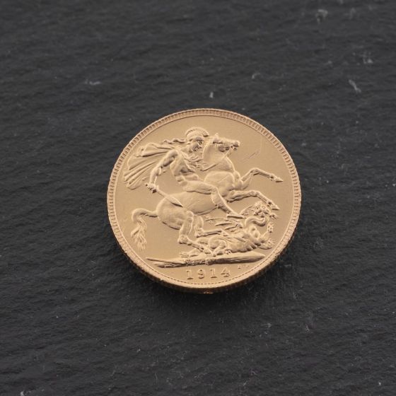 Second Hand 22ct Yellow Gold King George V 1914 Full Sovereign Coin 47021317