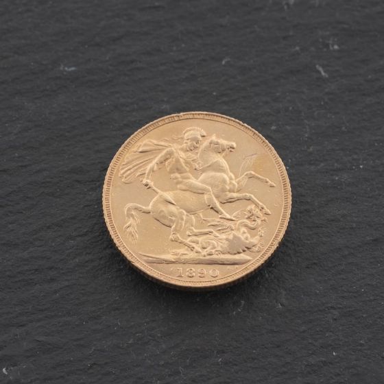 Second Hand 22ct Yellow Gold Queen Victoria 1890 Full Sovereign Coin 47021318