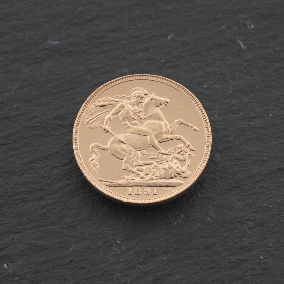 Second Hand 22ct Yellow Gold Queen Victoria 1891 Full Sovereign Coin 47021319