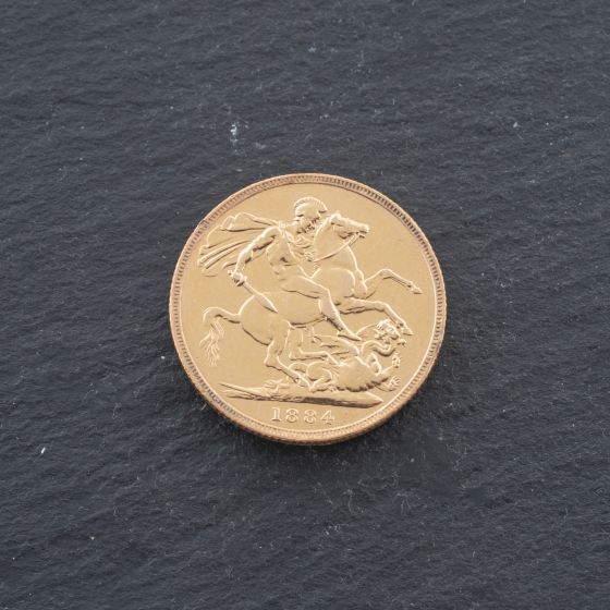 Second Hand 22ct Yellow Gold 1884 Young Queen Victoria Full Sovereign Coin 47021322