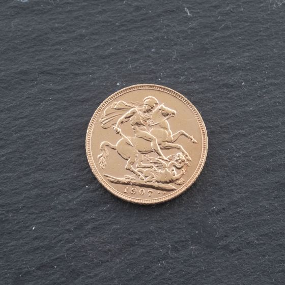 Second Hand 22ct Yellow Gold 1907 King Edward Full Sovereign Coin 47021325