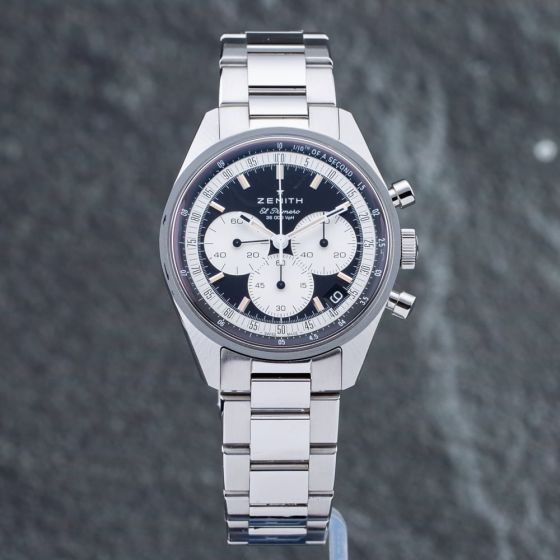 Second Hand Zenith Mens Chronomaster Black Dial Silver Bracelet Watch 03.3200.3600/21.M3200