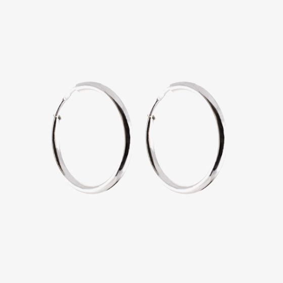 9ct White Gold 18mmPlain Hoop Earrings 5-52-1929