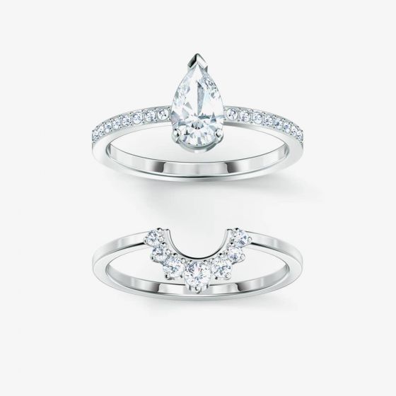 Swarovski Attract White Crystal Pear Ring Set
