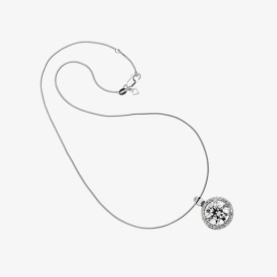 Silver Round Clear Cubic Zirconia Cluster Pendant 65-1046-1-082