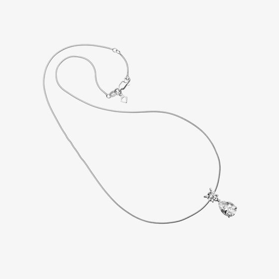 Silver Clear Cubic Zirconia Pear Round Pendant 65-1206-1-082