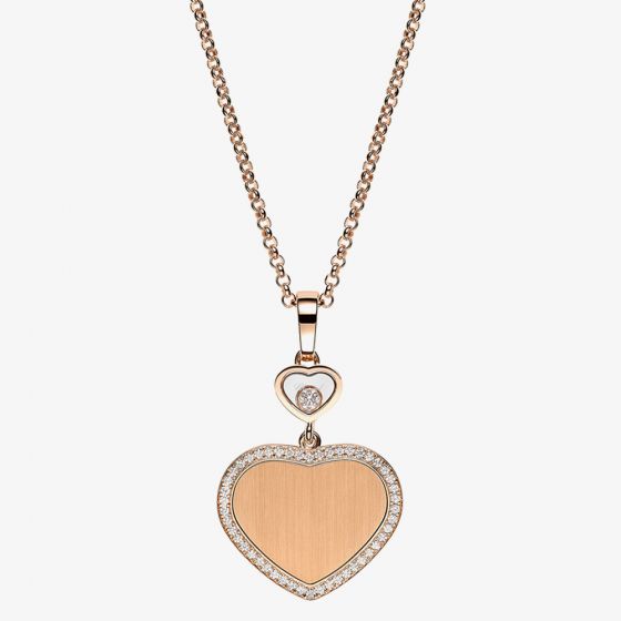 Chopard 18ct Rose Gold Happy Hearts 007 0.24ct Diamond Necklace 79A007-5921