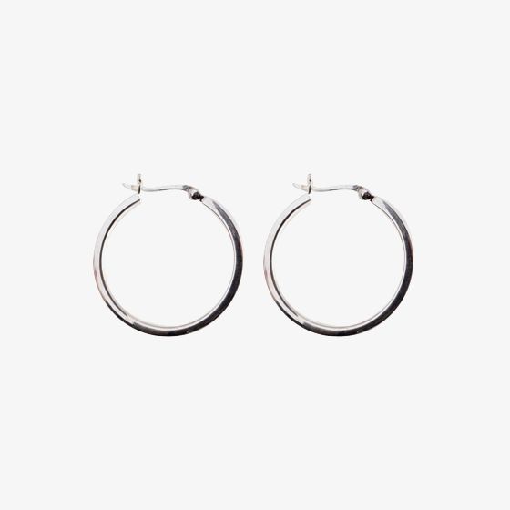 Silver 30mm Square Tube Hoop Earrings 8-53-8929