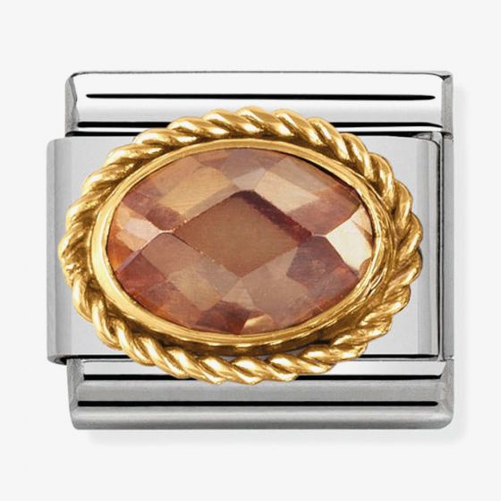 Nomination CLASSIC Gold Faceted Oval Champagne Stone Charm 030602/024