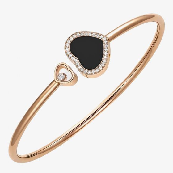 Chopard Happy Hearts 18ct Rose Gold Onyx and Diamond Bangle 85A074-5203
