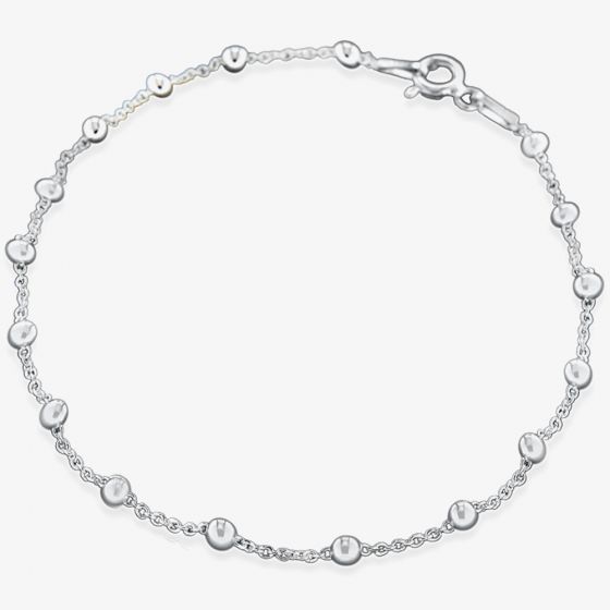 Sterling Silver 18cm Beaded Chain Bracelet 8.28.9751